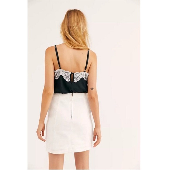 Free People Modern Femme Denim Mini In Stark White Size 10 Back Zip Close - Picture 2 of 11